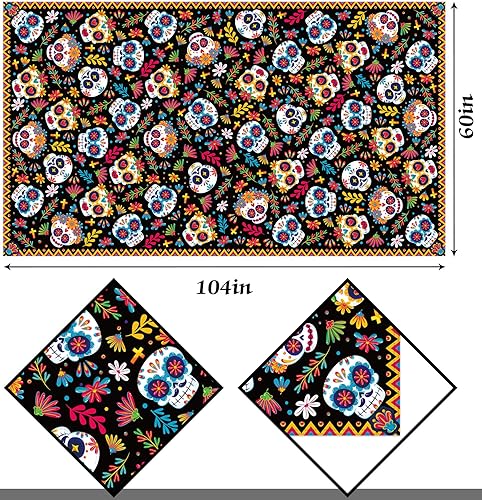 Miniatura 3 de Hafangry Dia DE Los Muertos - Mantel con diseño de calavera de azúcar del Día de los Muertos, fiesta mexicana, decoración de fiesta temática de