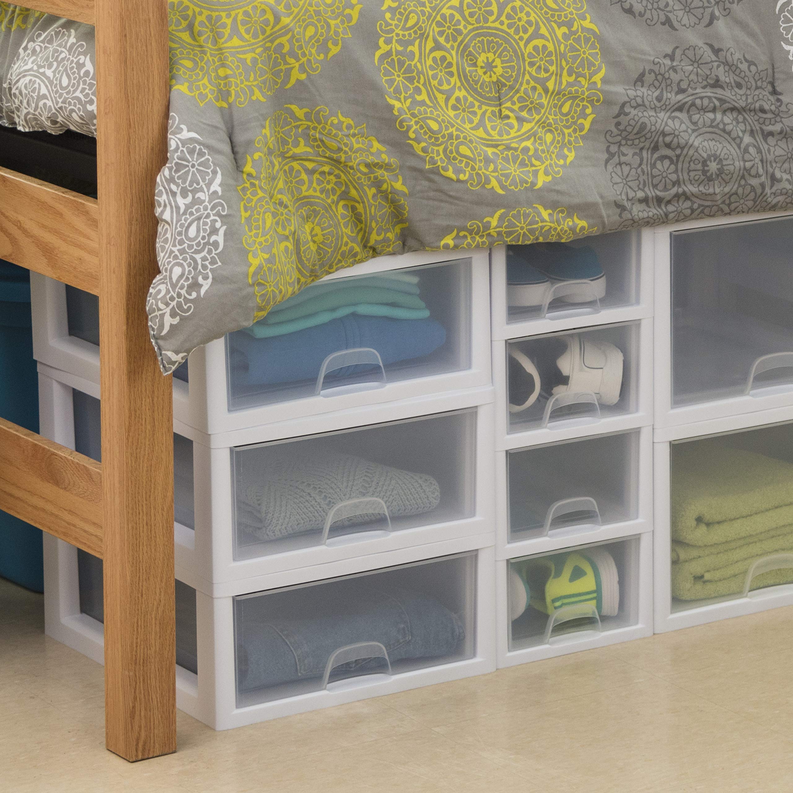 Sterilite 23018006 16 Quart/15 Liter Stacking Drawer, White Frame with Clear Drawers, by STERILITE