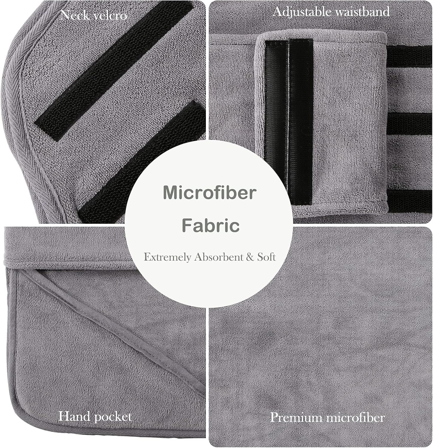 MBKET Dog Bath Robe with Hand Pockets Puppy 100% Microfiber Adjustable Towel Small