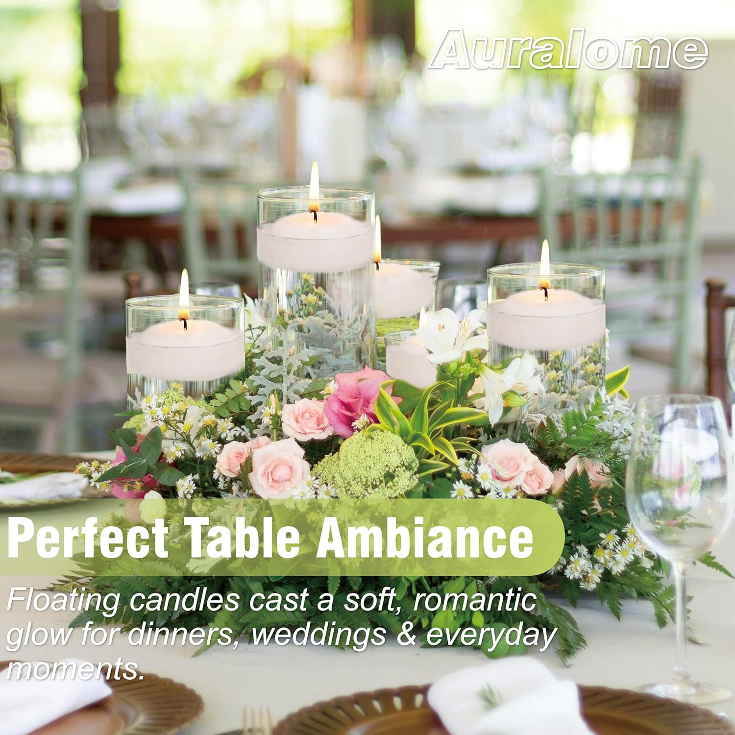 White Floating Candles 3-Inch - 36 Pack Water Floating Candle Long Burning Candle Set Unscented Candles Floating for Centerpieces Wedding Dinner Thanksgiving Party Home Decor