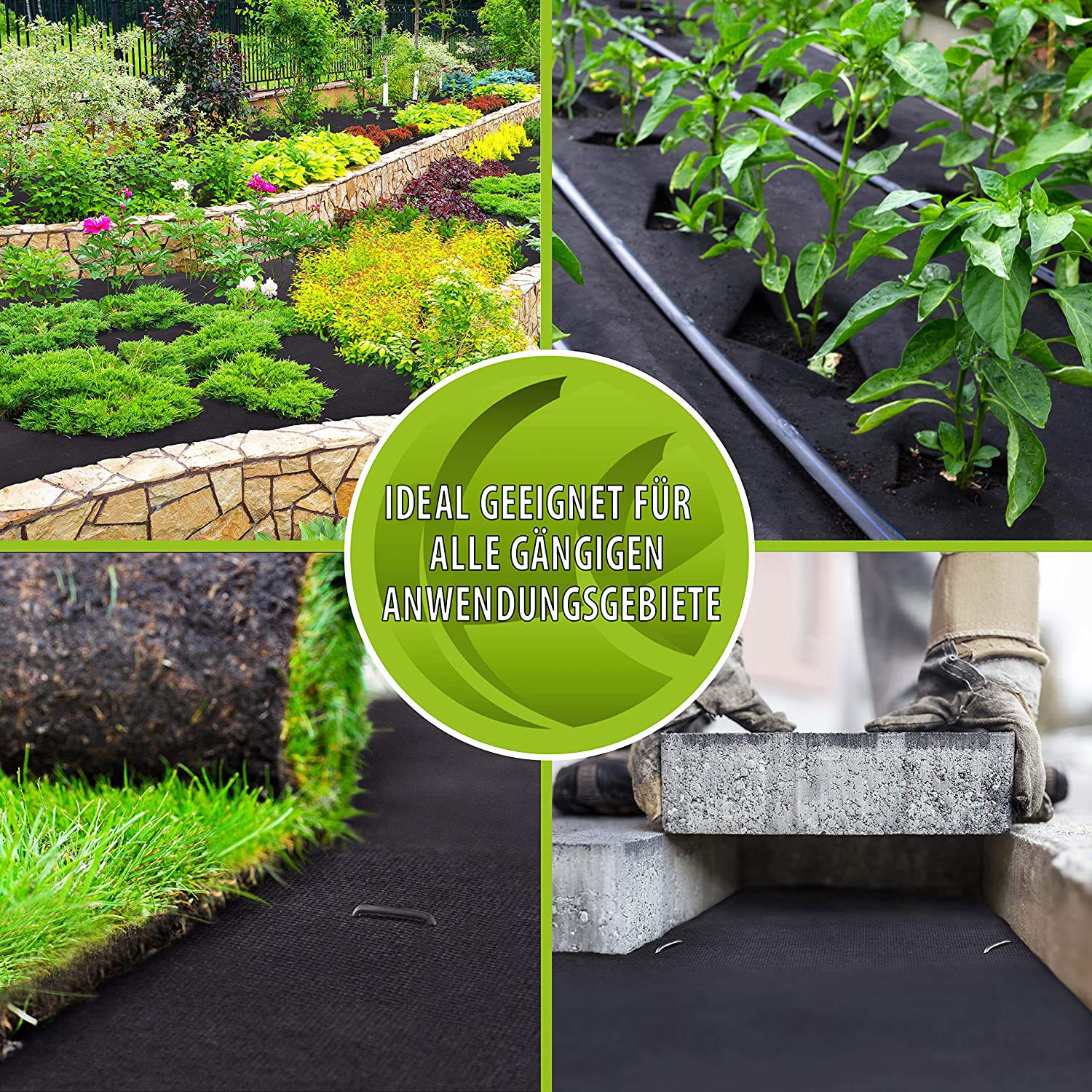 Balinco Vellón antihierba 150g/m² | Lámina antihierba | Vellón de jardín antihierba - Resistente al desgarro, Permeable al Agua y con Alta estabilización UV (20m² (10m x 2m))