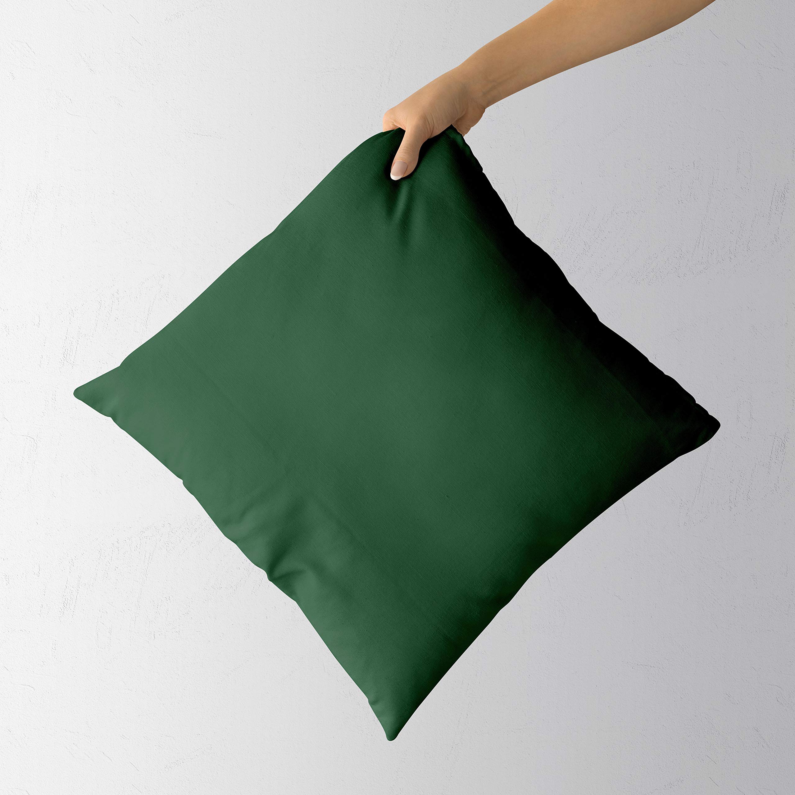 Cushion Cover- Set of 2 Covers- for Sofa Couch Bed Deevan Chair- Bottle Green 18x18 inch (45x45 cm) Cotton Plain Removable Cover, Insert not Included 4