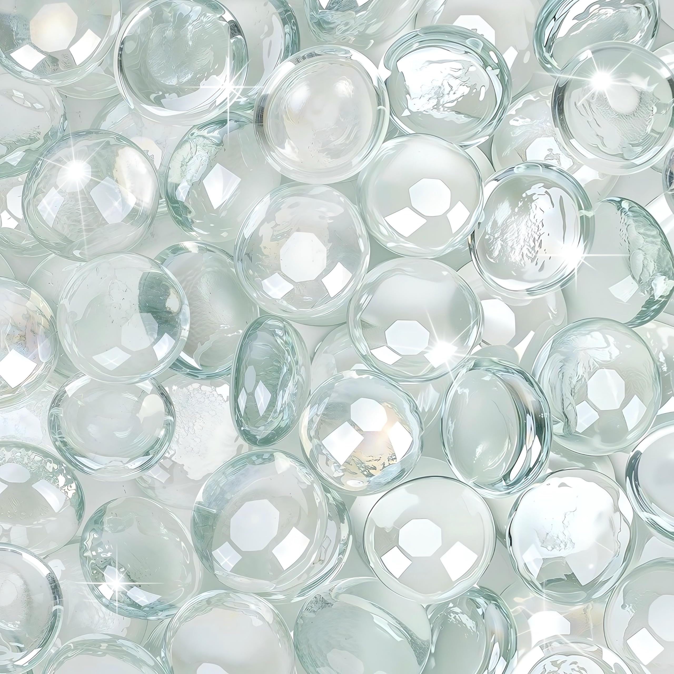 Mr. Fireglass 10 Pounds Fire Glass Beads, 1/2" High Luster Crystal Ice