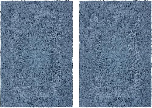 Miniatura 12 de Set de alfombras de baño reversibles Cotton Craft para cuando sales de la ducha: 17 pulgadas x 24 pulgadas, 100 % puro algodón, supersuaves, Gris