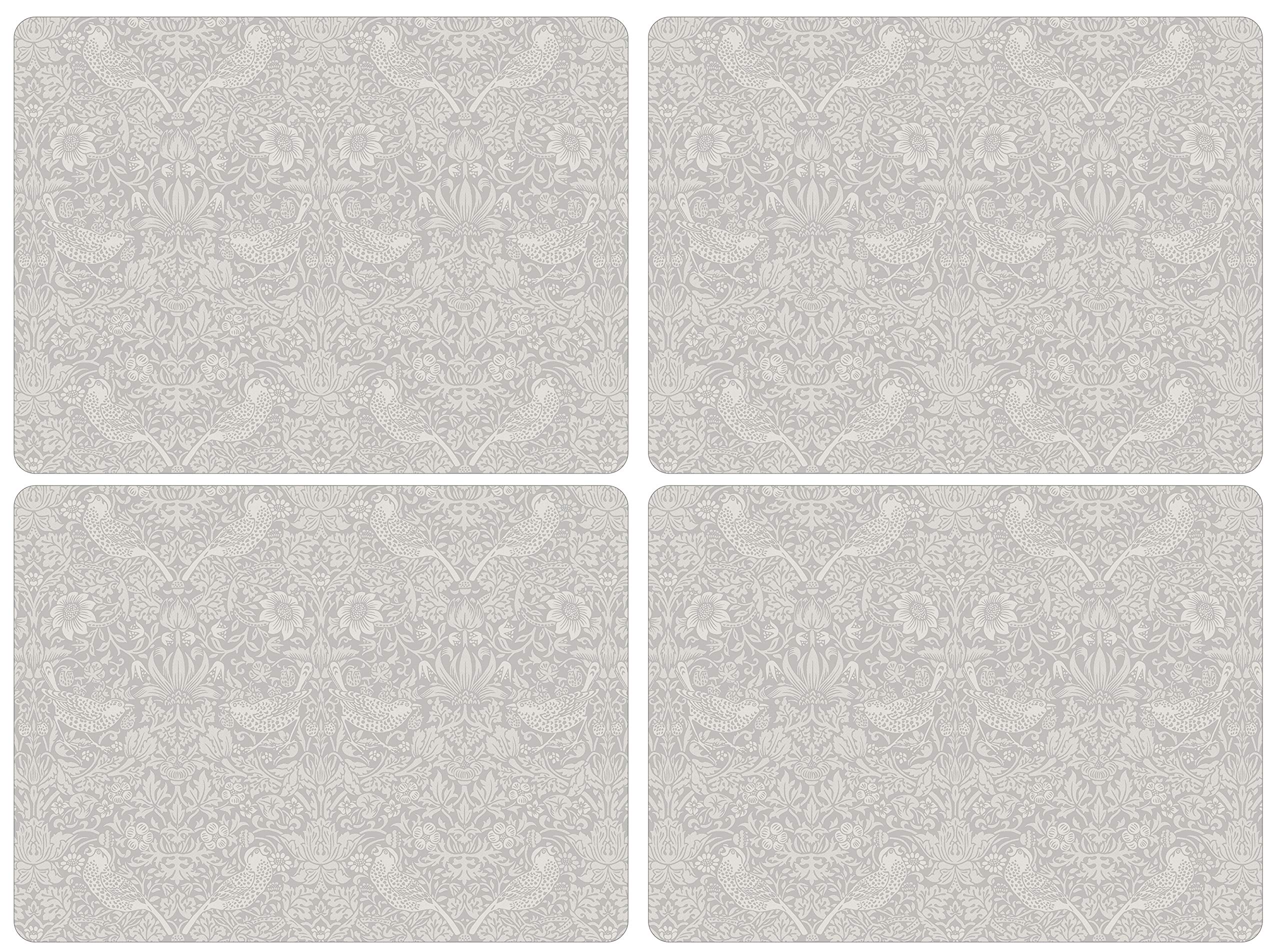 Pimpernel x Spode Morris & Co.Strawberry Thief 4 Placemats - Cork Backed Table Mats with Heat Resistance and Stain Protection, Suitable for Everyday Dining and Entertaining