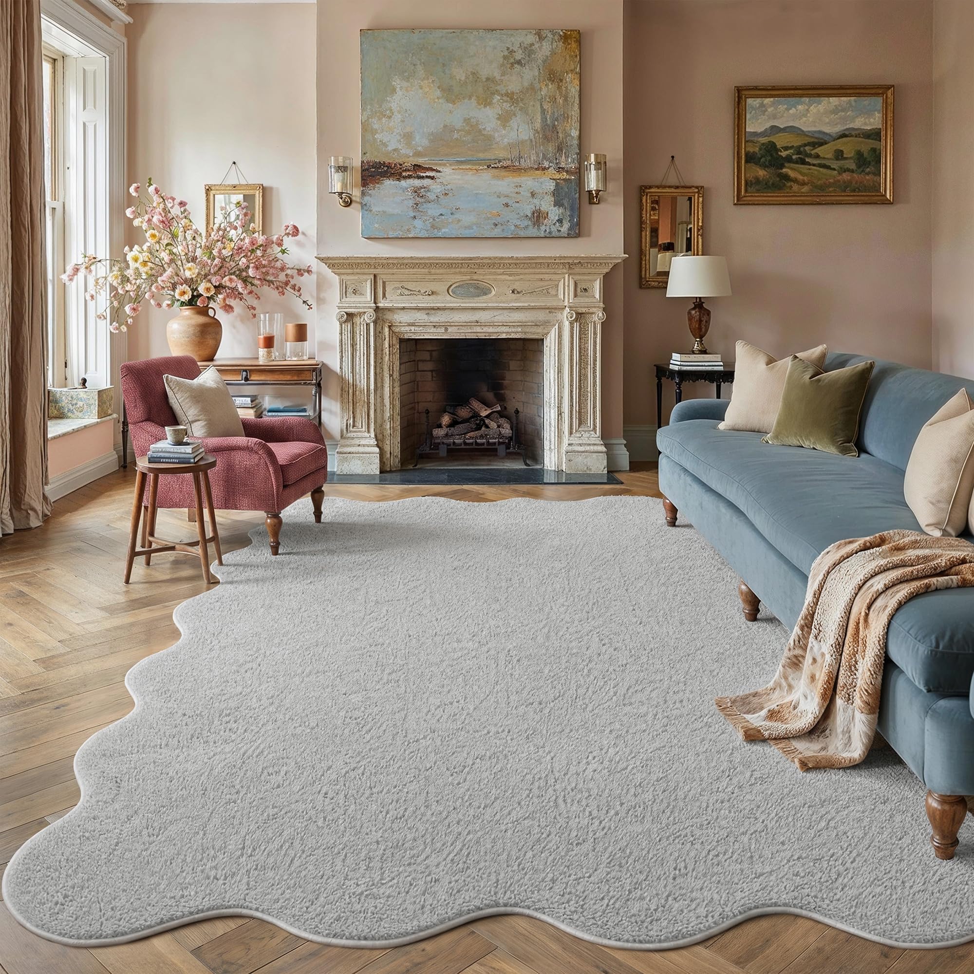 PureCozy Living Room Grey Rug 240x300cm Soft Fluffy Washable Carpet