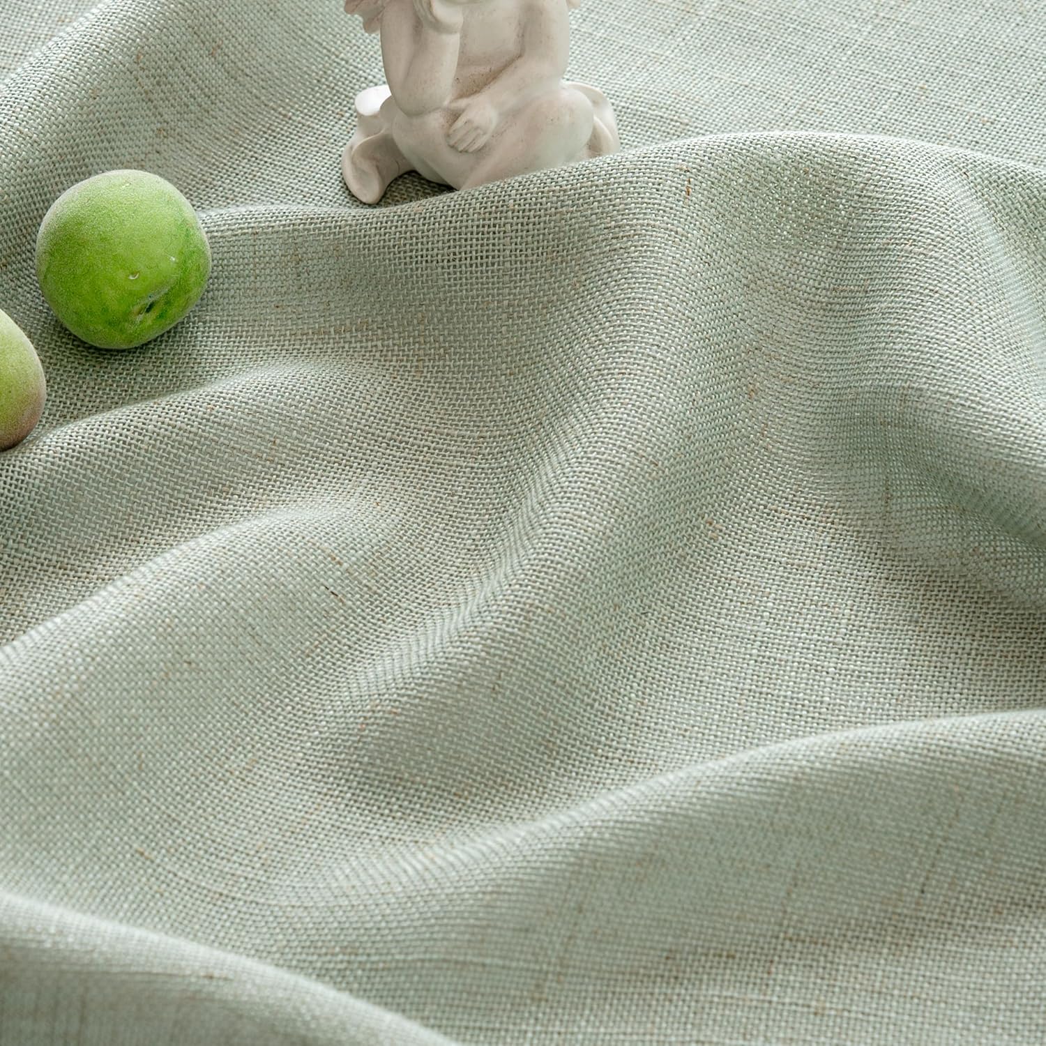VISIONTEX Sage Green Linen Curtains 63 Inches Long for Bedroom Living Room 2 Panel Farmhouse Country Boho Style Back Tab Pocket Drape Light Filtering Semi Sheer Sage Aesthetic Decor