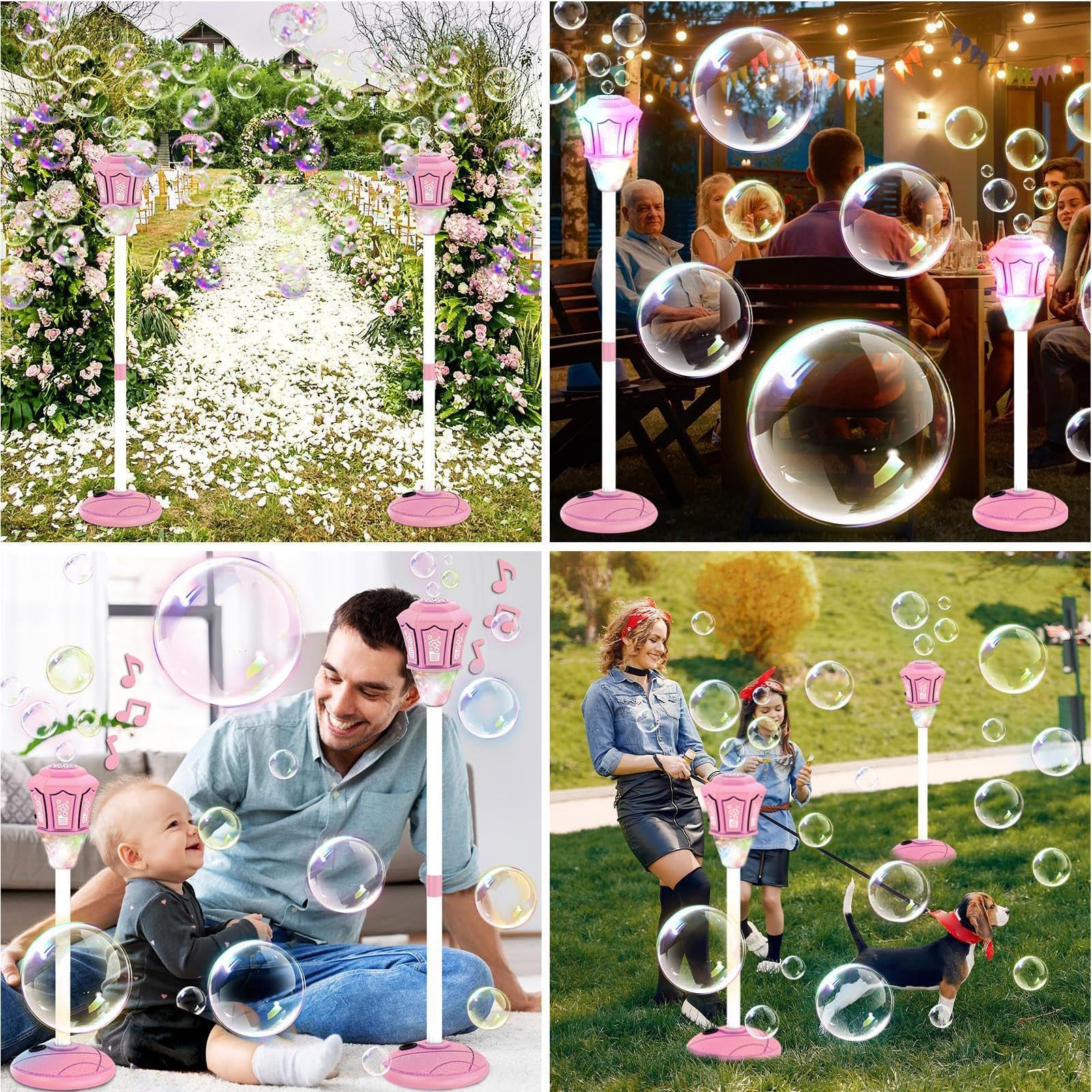 Macchina delle Bolle in Piedi Giocattolo da Esterno con e Musica | Altezza Regolabile 53-119 Cm Generatore Di Bolle Per Feste All'Aperto Giochi Estivi Prato Matrimonio Giardino e