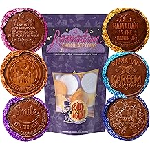 斋月巧克力硬币 &ndash; 优质比利时牛奶巧克力 &ndash; 多色箔,带传统斋月短语 &ndash; 开斋节礼物和零食袋