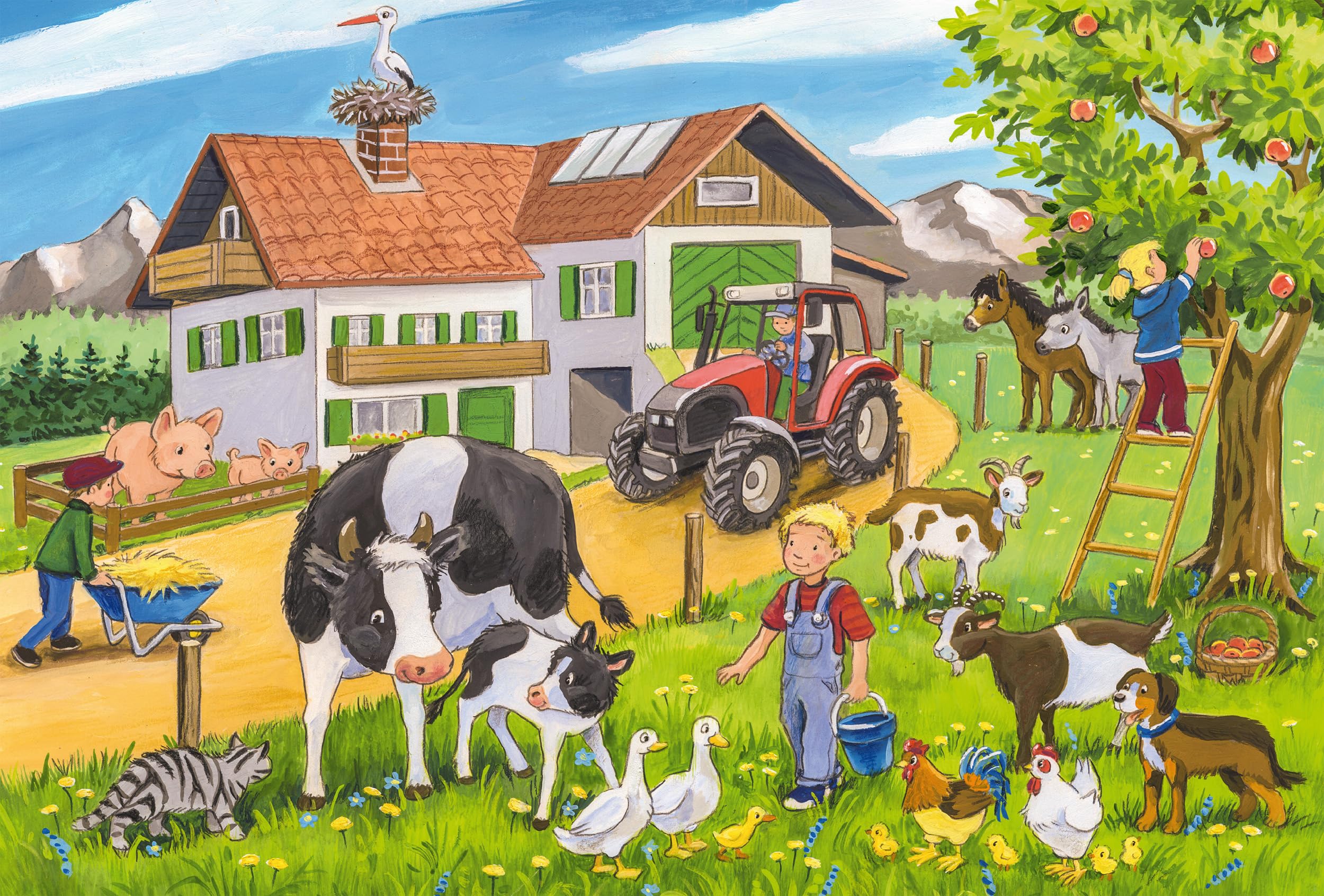 Schmidt Spiele- Puzzle alla Fattoria 3 x 24 Pezzi, Multicolore, 56216