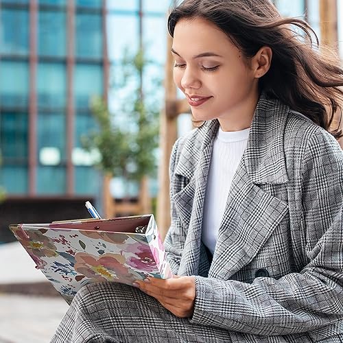 Vista 73 de Carpeta de 3 anillos con portapapeles, tamaño carta de 1 pulgada, bonita carpeta de portapapeles con bloc de notas recargable, 5 carpetas Azul