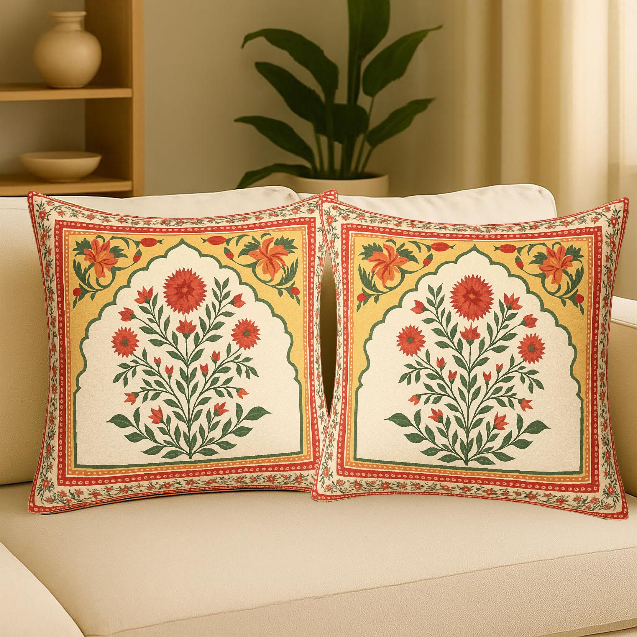 Hummingbird Cushion Covers - Rose Floral Design (Set of 2) -5 Hummingbird Cushion Covers - Rose Floral Design (Set of 2) -5