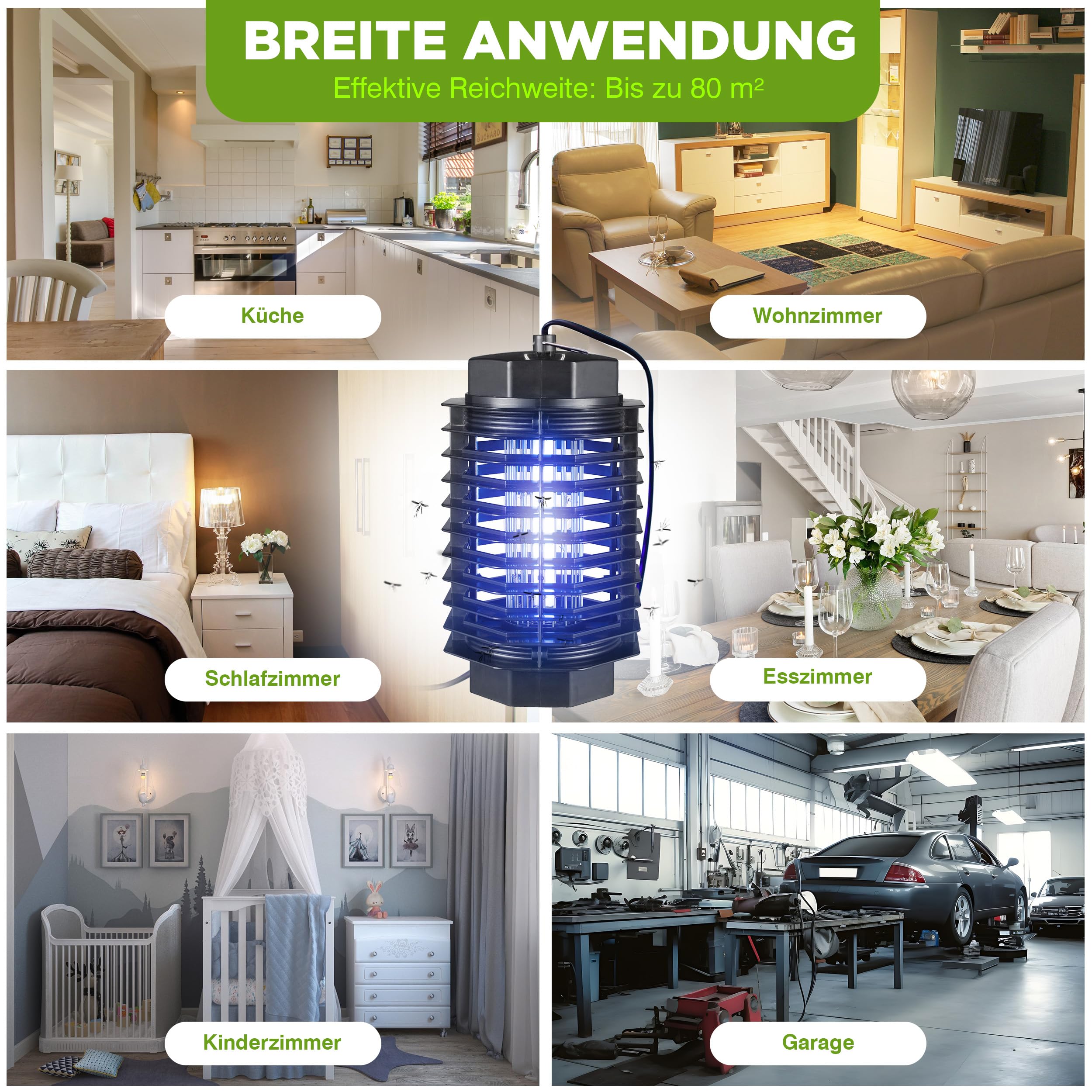 ISOTRONIC Elektrischer Insektenvernichter schützt vor Mücken, Fliegen & Motten– UV Mückenlampe mit 500V für Innen – Wirkungsbereich von 50m² (3 Stück)