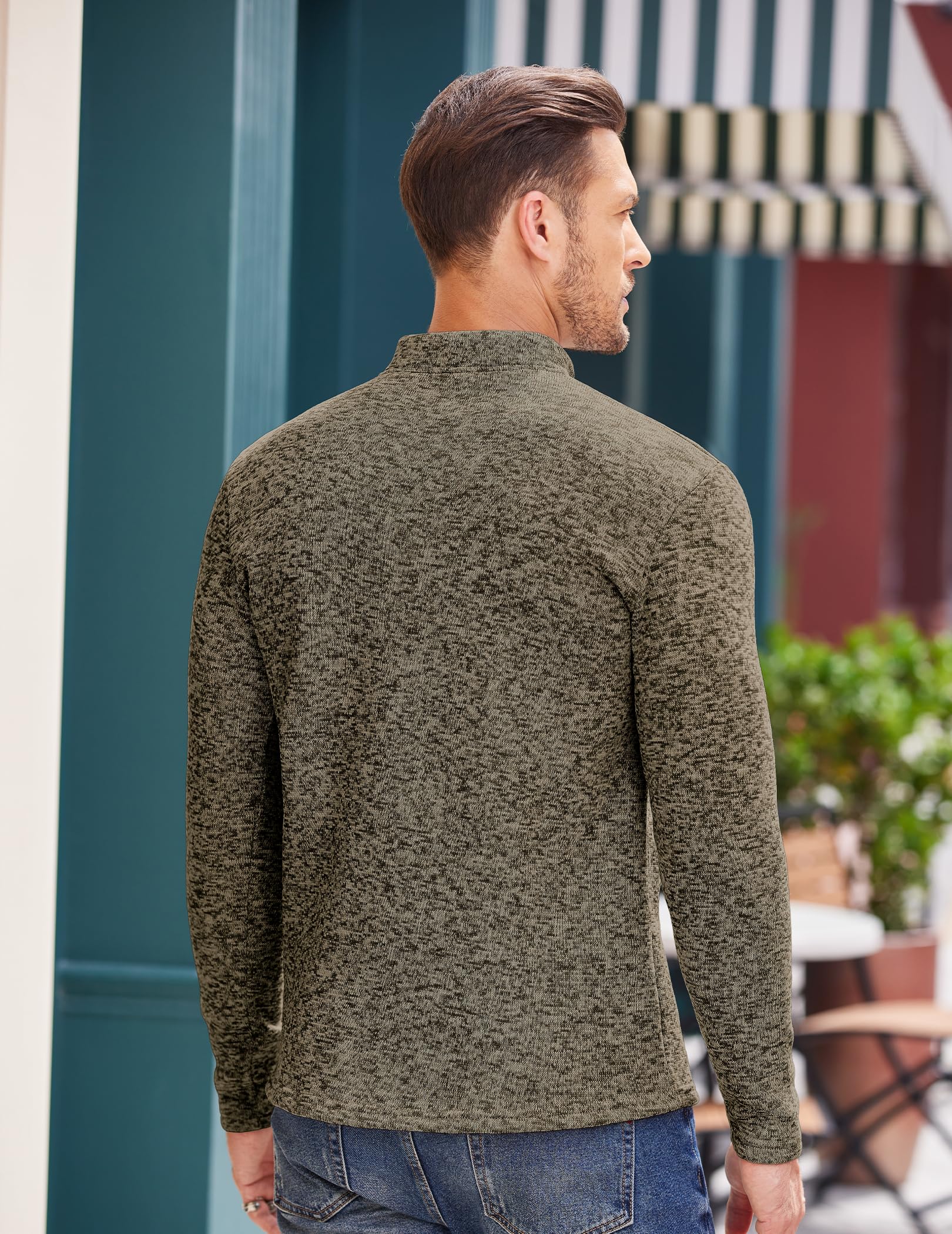 COOFANDY Henley - Felpa da uomo in pile termico, vestibilità aderente