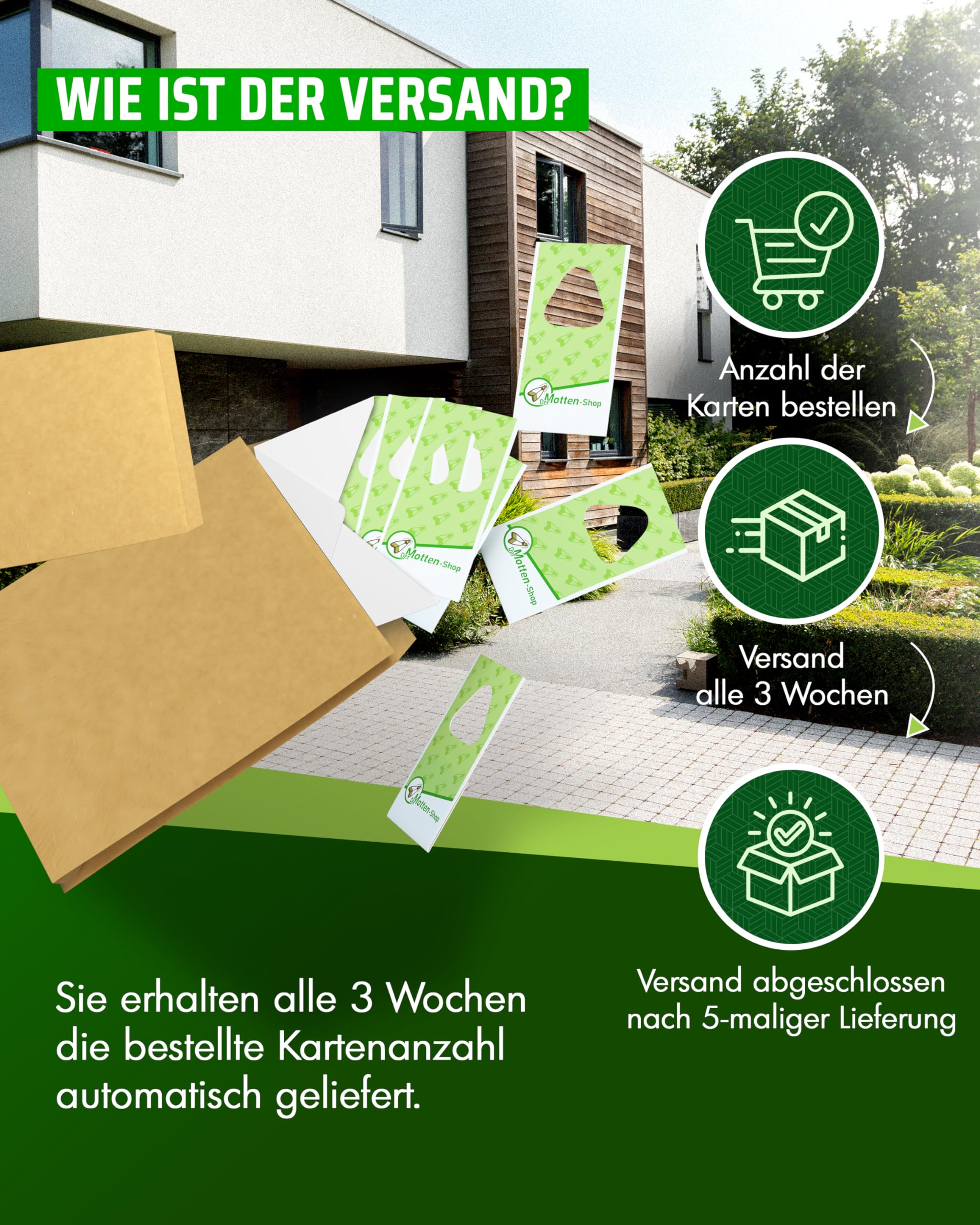 Der Motten-Shop® | 1 Karte à 5 Lieferungen | Schlupfwespen gegen Kleidermotten | biologische & nachhaltige Mottenbekämpfung | umweltfreundliche und giftfreie Alternative