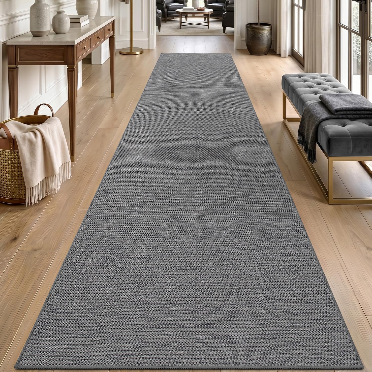 Tapis de cuisine gris 80x200 idéal pour protéger le sol de l'entrée