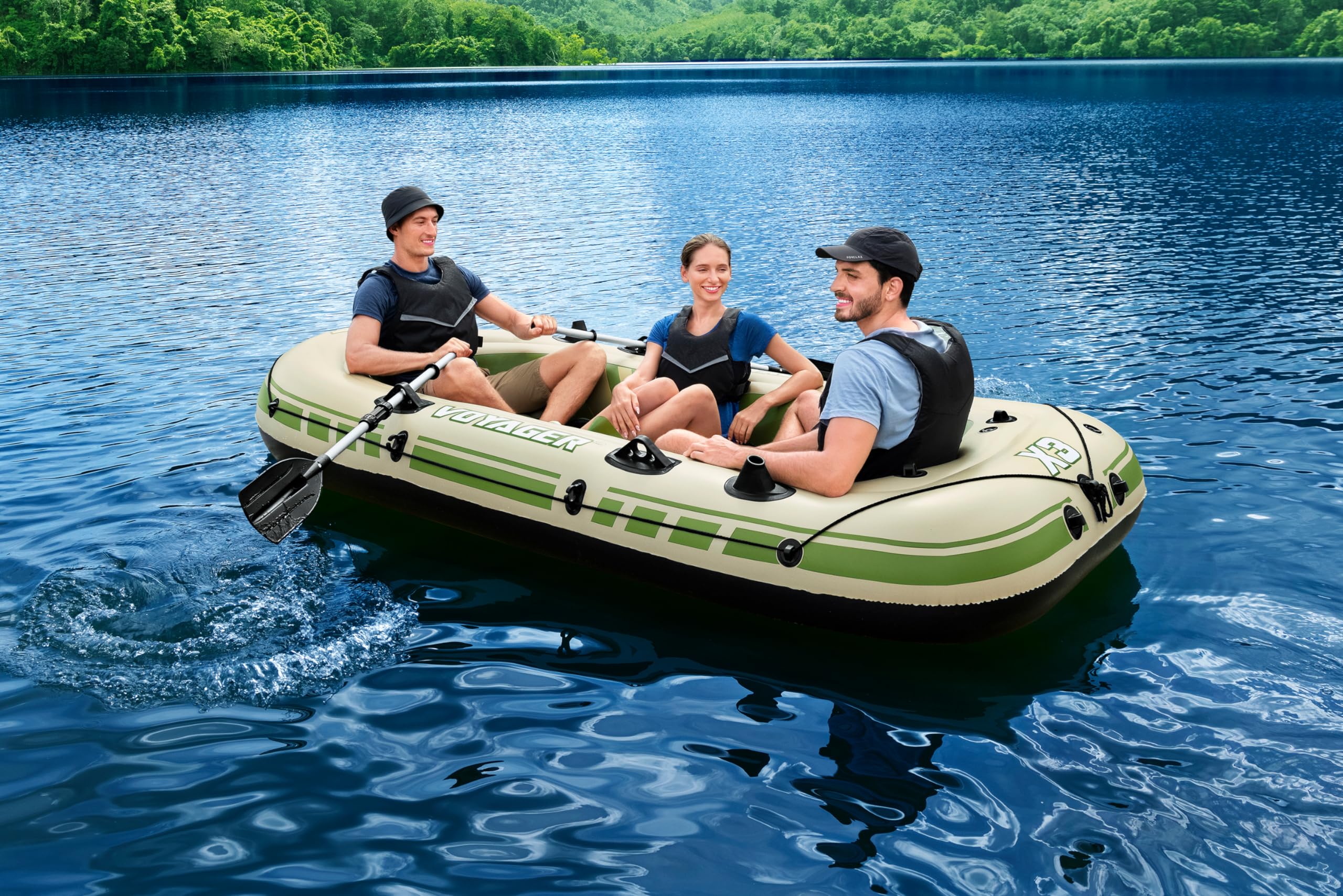 Bateau Gonflable Voyager™ X3 Set Hydro-Force™, 294 x 137 cm, 3 Adultes 360 kg, 2 pagaies, Un Sac de Transport et de Rangement et Une Pompe à air