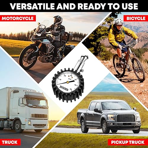 Miniatura 5 de Manómetro de presión de neumáticos para automóviles (certificado ANSI) Medidor de presión de aire premium para neumáticos - Fácil de leer que brilla