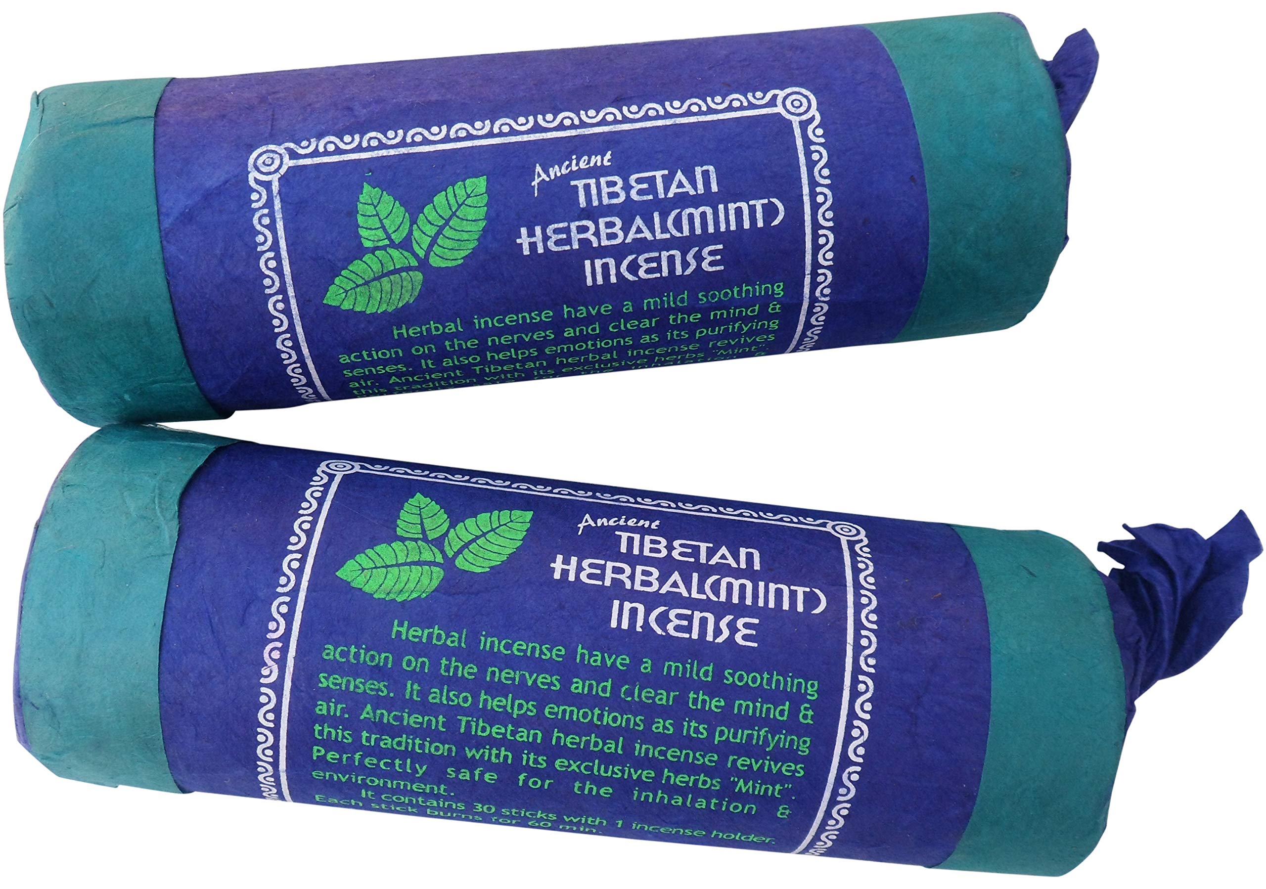 Tibetan/Nepalese Round Tube Incense Joss Sticks - Pack of 2 (Herbal Mint)