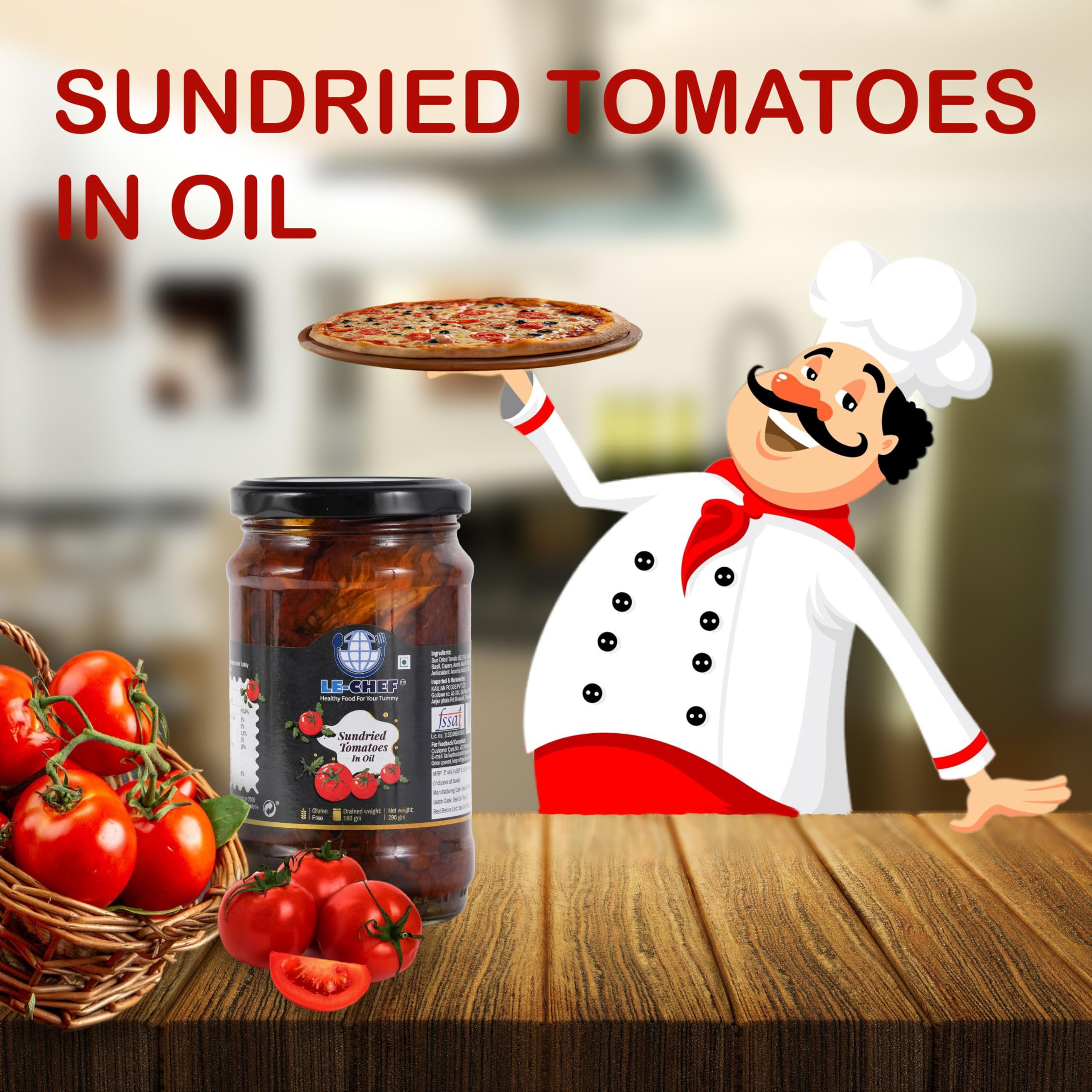 LE-CHEF Sundried Tomatoes in Oil 295g | Authentic Italian-Style Sundried Tomatoes | Rich Flavour for Pizza, Pasta, Salads & Mediterranean Cooking | Ready-to-Use - Image 5 thumbnail