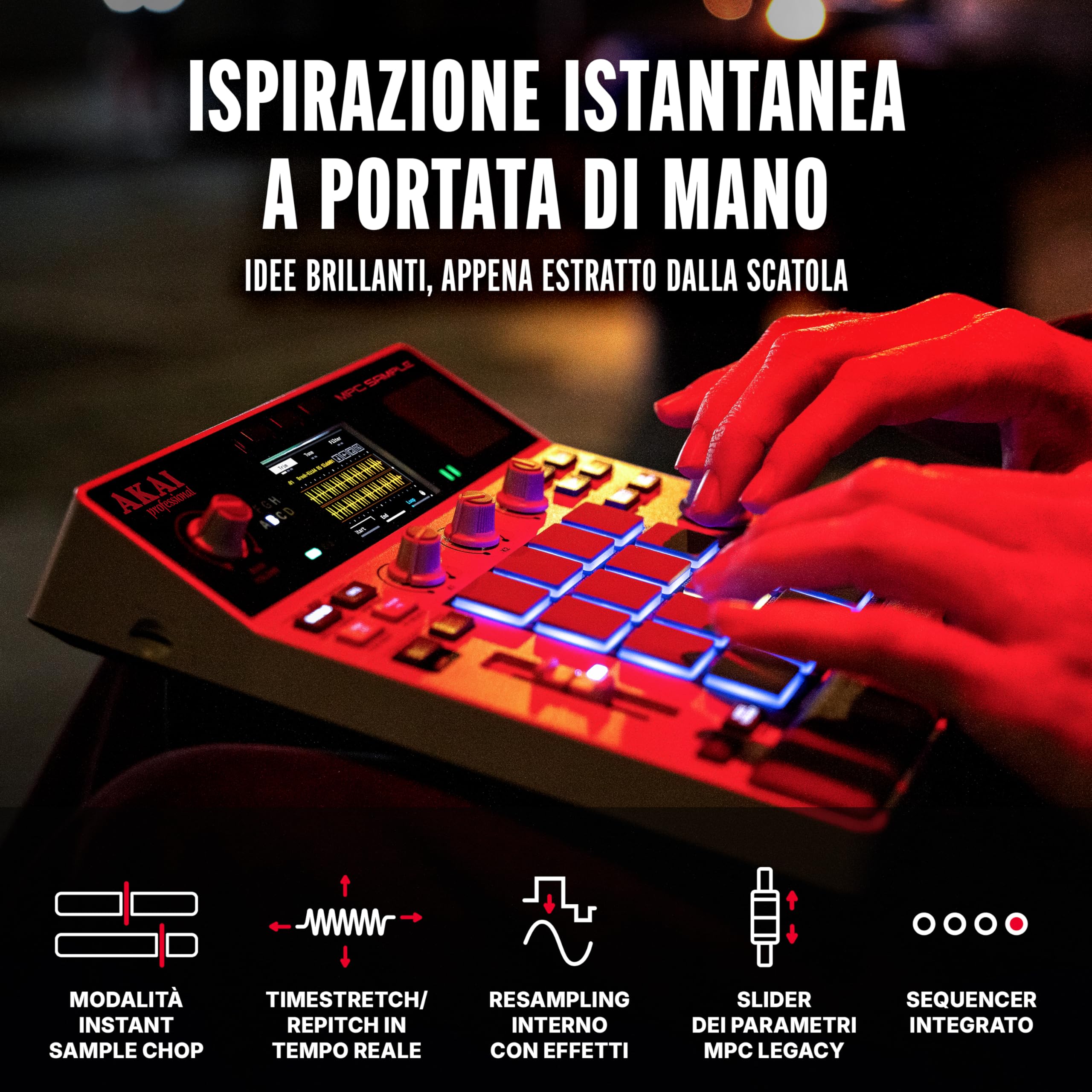 Sampler Akai Professional MPC Standalone con Batteria Ricaricabile USB-C