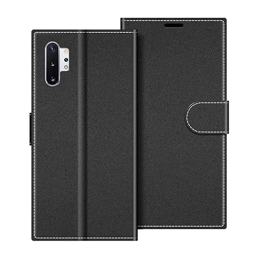 COODIO Custodia per Samsung Galaxy Note 10 Plus, Custodia in Pelle Galaxy Note 10 Plus, Cover a Libro Samsung Note 10+ Magnetica Portafoglio per Samsung Galaxy Note 10 Plus Cover, Nero