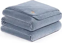 UGG Cobertor de pelúcia casal/queen, cobertor fofo de lã para cama, cobertor luxuoso e aconchegante para sofá, roupa de cama queen hipoalergênica lavável, 228 x 228 cm, azul jeans (branca)