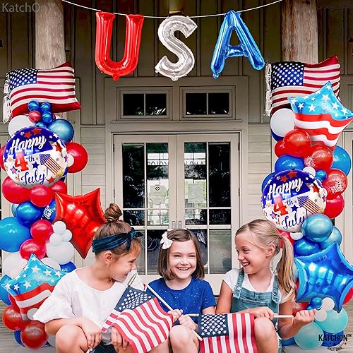 Miniatura 6 de KatchOn, Decoraciones de globos del 4 de julio, globos de 26 pulgadas, globos de Estados Unidos, globos de bandera estadounidense y globo de