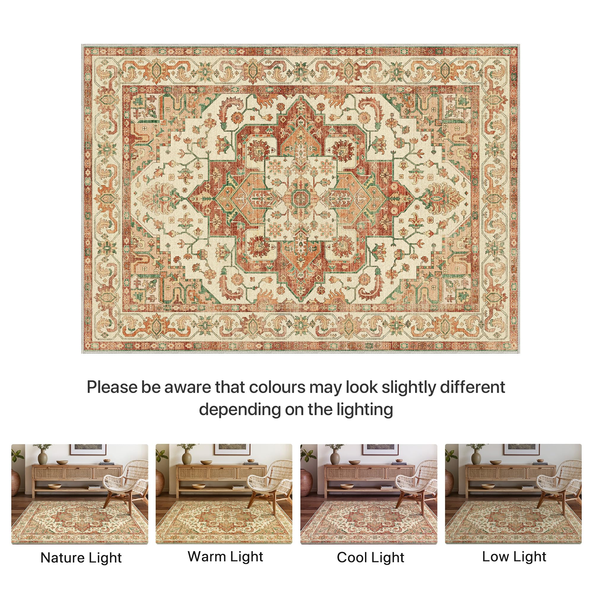 BEIMO Tappeto Salotto Pelo Corto Vintage, Tappeto Camera Da Letto, Tappeti Antiscivolo Lavabile, Grande Tappeti Persiano per Cameretta, Soggiorno, Sala, Tortora, 200x290cm