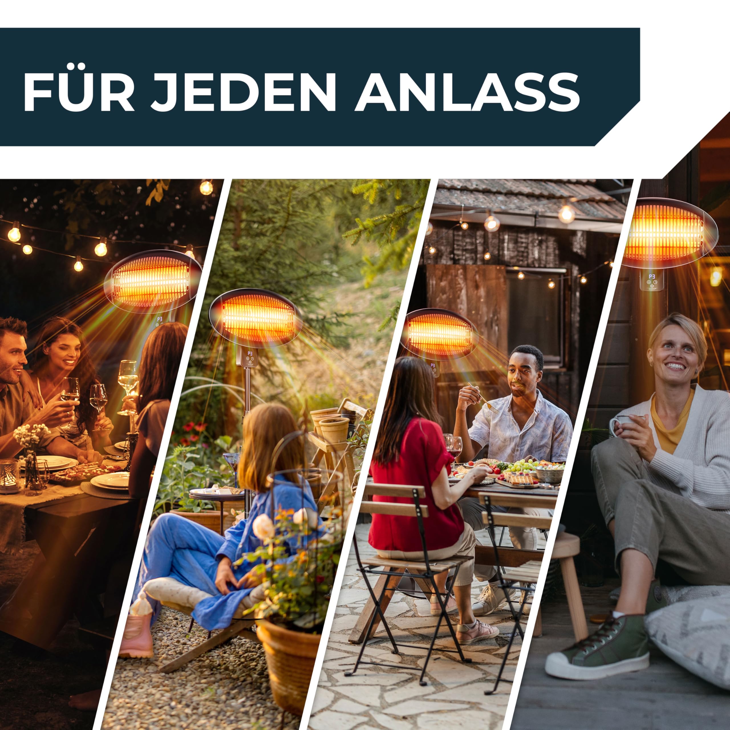KESSER® Infrarot Heizstrahler 2000W Terrassenstrahler mit WIFI & Fernbedienung 360° drehbar, höhenverstellbar, Stand- & Wandmontage Kippschutz, IPX4 spritzwassergeschützt Wärmestrahler Balkon & Garten