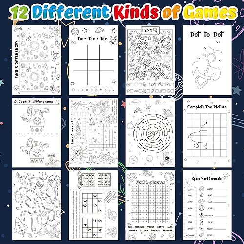 Miniatura 3 de 24 libros de actividades espaciales para niños con temática espacial, mini juegos de libros para colorear, laberintos a granel, búsqueda de