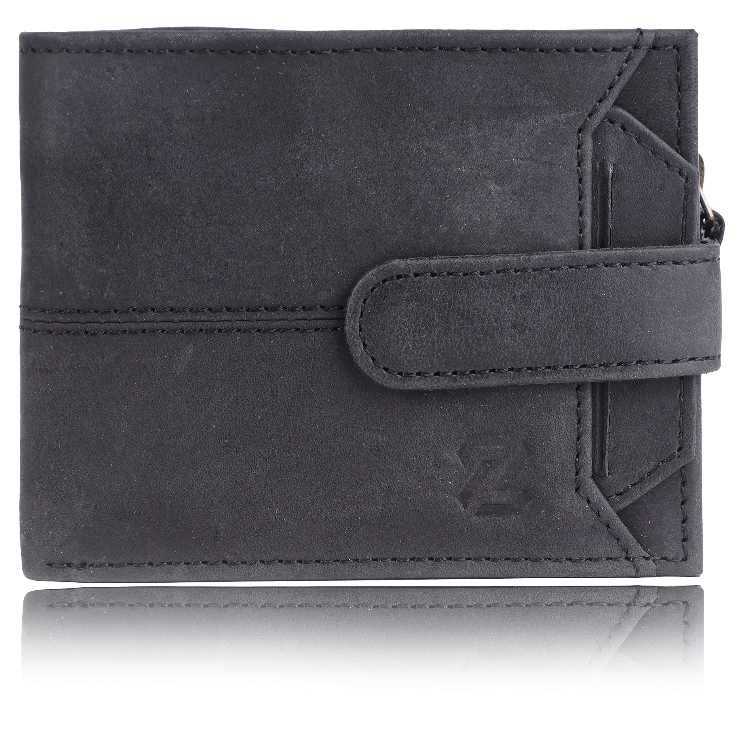 RFID Blocking Leather Wallet for Men Genuine Leather Purse for Men Zip Wallet with ATM Card Slots and ID Slots | Men Wallets | RFID Mens Wallet, Jet Black, Casual