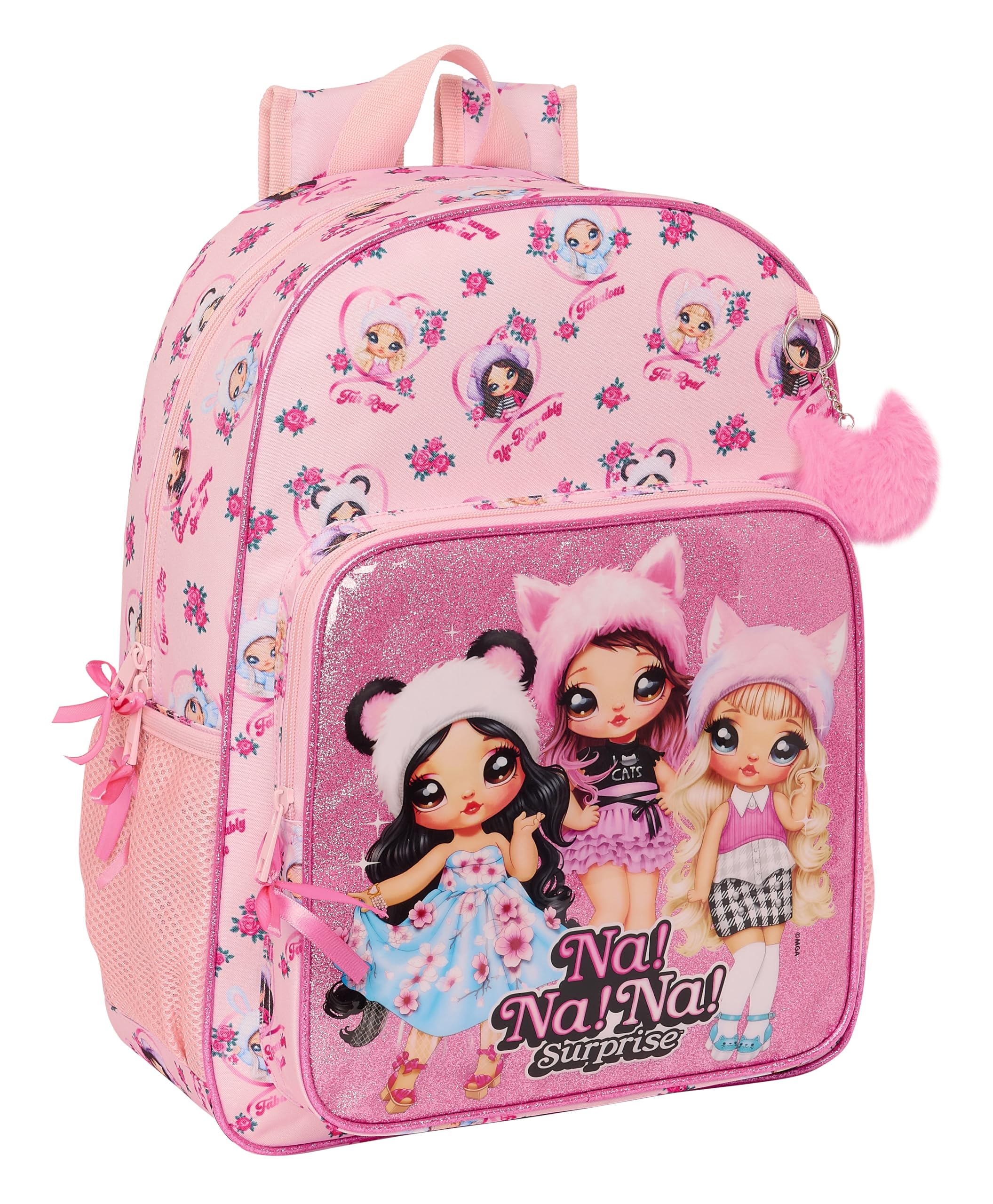 Safta NANANA FABULOUS - Mochila Escolar Niño, Mochila Niño, Mochila Infantil, Adaptable a Carro, Ideal para Niños en Edad Escolar, Cómoda y Versátil, Calidad y Resistencia, 33x14x42 cm, Color Rosa