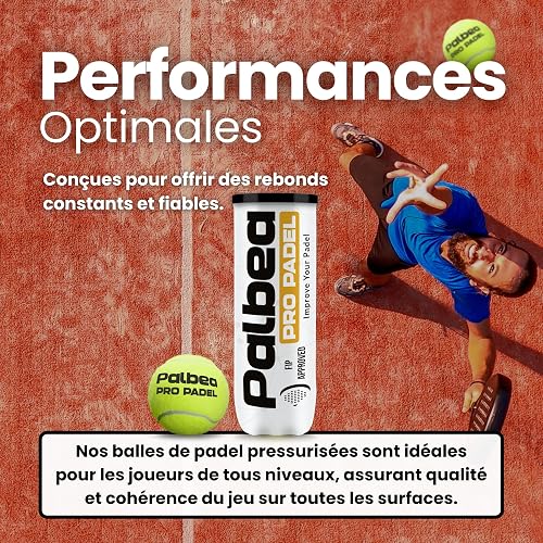 Palbea PRO Padel - FIP Approved Padel Balls - 1 Carton x 24 Tubes - Paddle Balls with High Visibility HV Felt. Premium Quality. Ideal for Training and Tournaments. Pressurized, Durable, and Fast. - 5