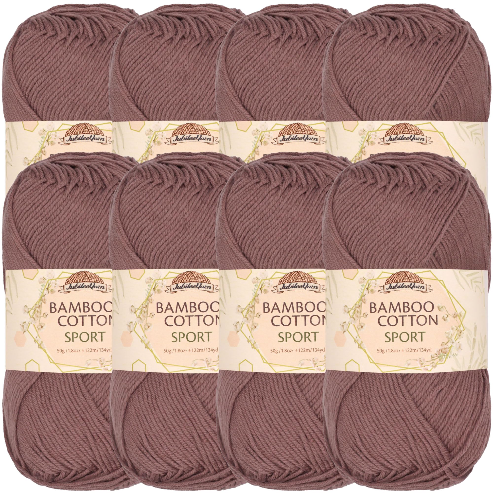 JubileeYarn Bamboo Cotton Sport Yarn - 50g/Skein - Caffé Mocha - 8 Skeins — image 1