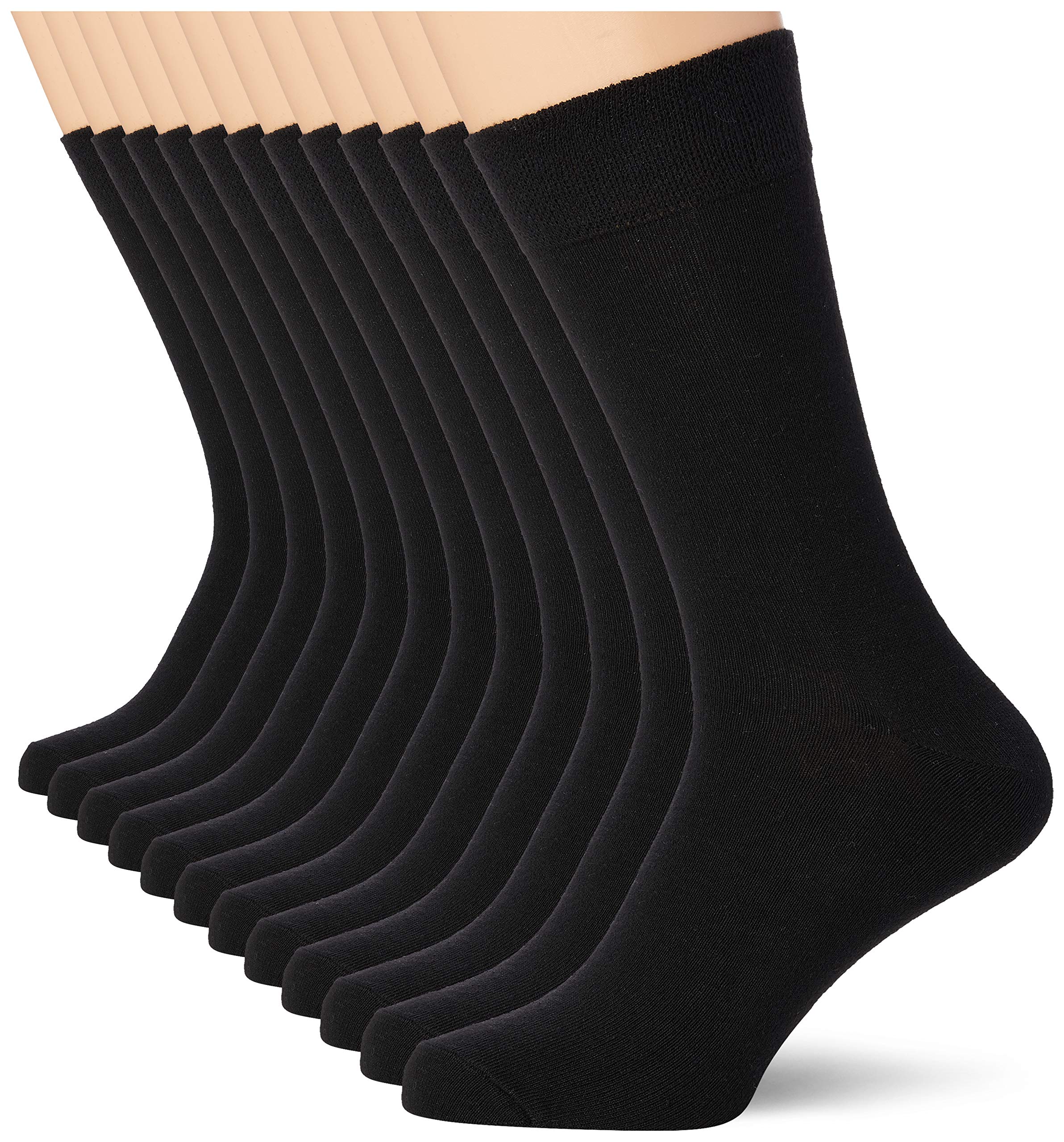 FM London12-Pack Unisex Super Soft Calf Socks - Mens Socks & Womens Socks with Breathable, Odour Resistant Design - Stretch Fit and Cotton Rich with Coloured Toe and Heel OptionOEKO-TEX STANDARD 100