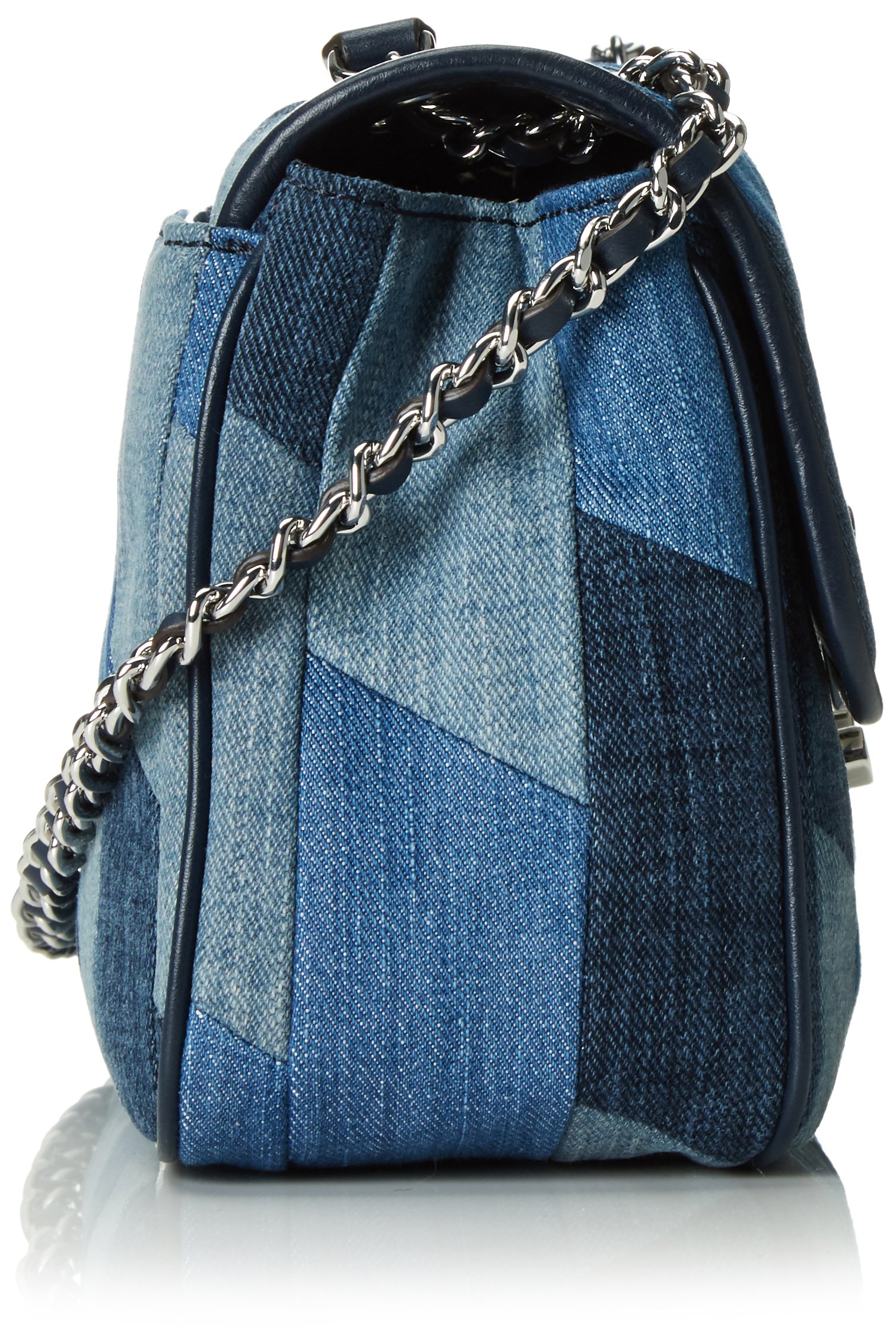 Michael Kors Womens Sloan Denim Patchwork Shoulder Handbag Blue