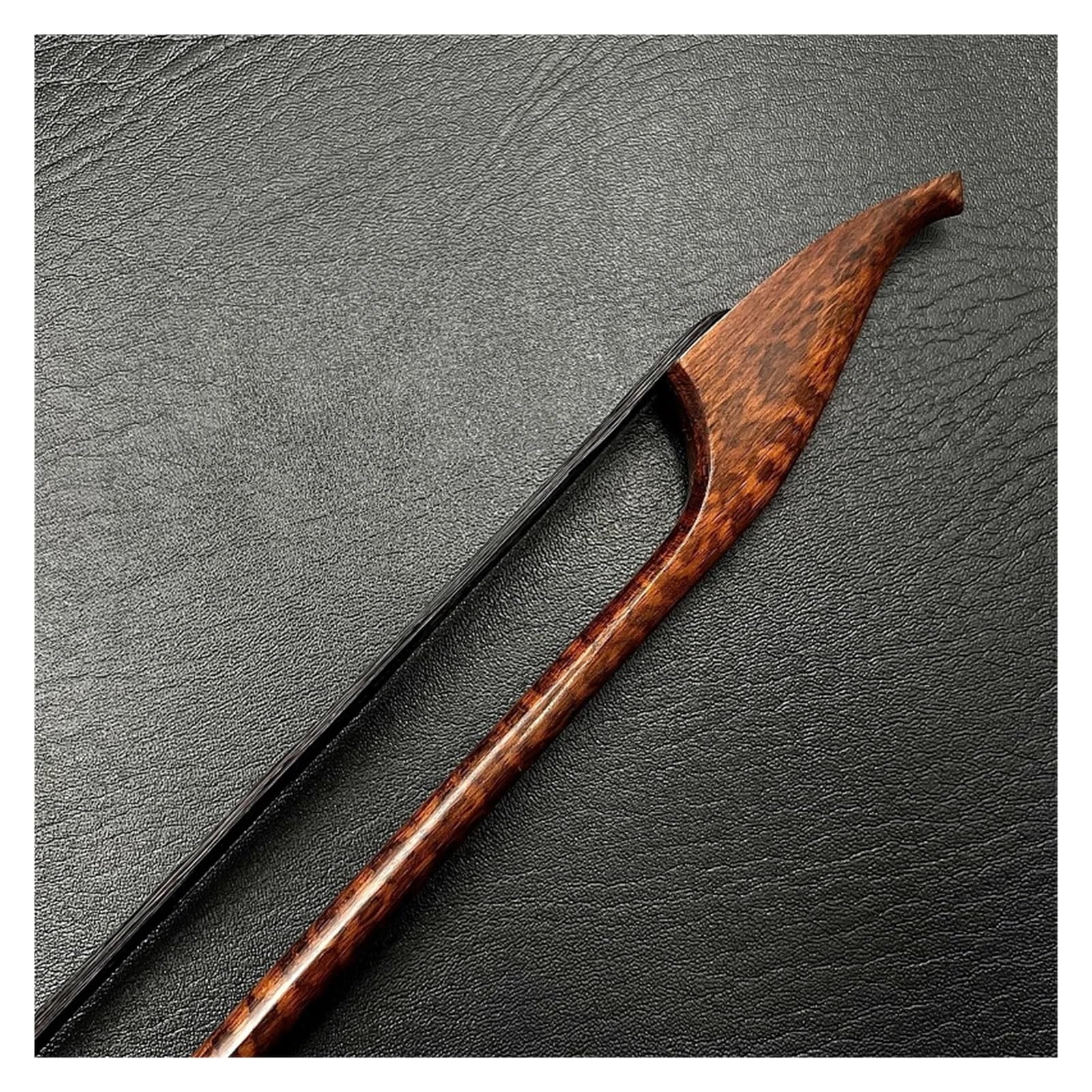 Barock-Kontrabass im deutschen Stil, 3/4-Bogen, Schlangenholz-Buchstabenholz-Bassbogen, weißer Rosshaar-Schachtelhalm, Bassteil-Zubehör(Snakewood 1)
