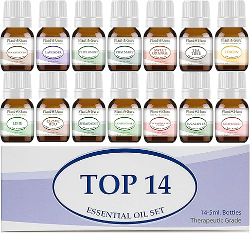 Miniatura 1 de Juego de aceites esenciales de 0.5-0.2 fl oz, grado terapéutico, incienso 100% puro, lavanda, menta, romero, naranja, árbol de té, eucalipto,