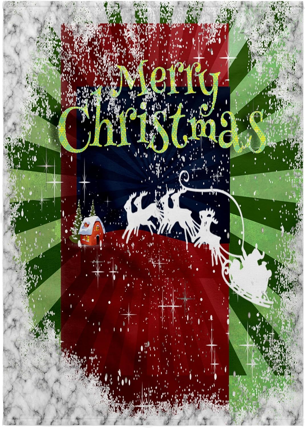 3dRose Santa and Reindeer Pulling a Sleigh, Snowflakes, Abstract, Red, Green 22x30 Bath Hand Pool Towel