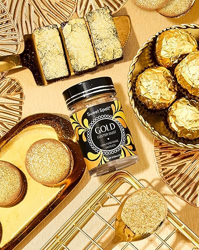Miniatura 2 de Sweet Spell Gold Luster Dust - Purpurina comestible (0.53 oz)  Polvo de perlas brillantes para decorar pasteles, chocolate, bebidas, cócteles, 100%