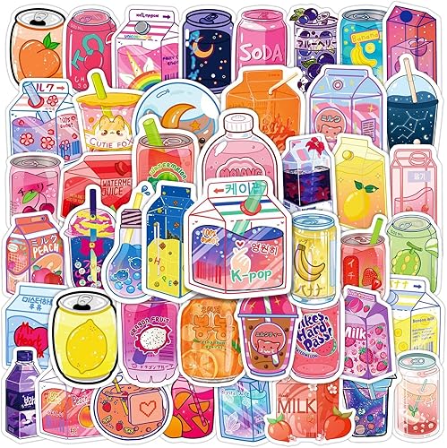 Calcomanías de dibujos animados kawaii para bebidas, 50 unidades, calcomanías estéticas de moda, botellas de agua para laptop, teléfono, patineta,