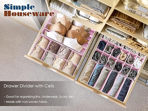 Miniatura 6 de Simple Houseware Juego de 4 organizadores de cajones  Divisores de armario para ropa interior, calcetines, sujetadores, bufandas, corbatas, cajas de