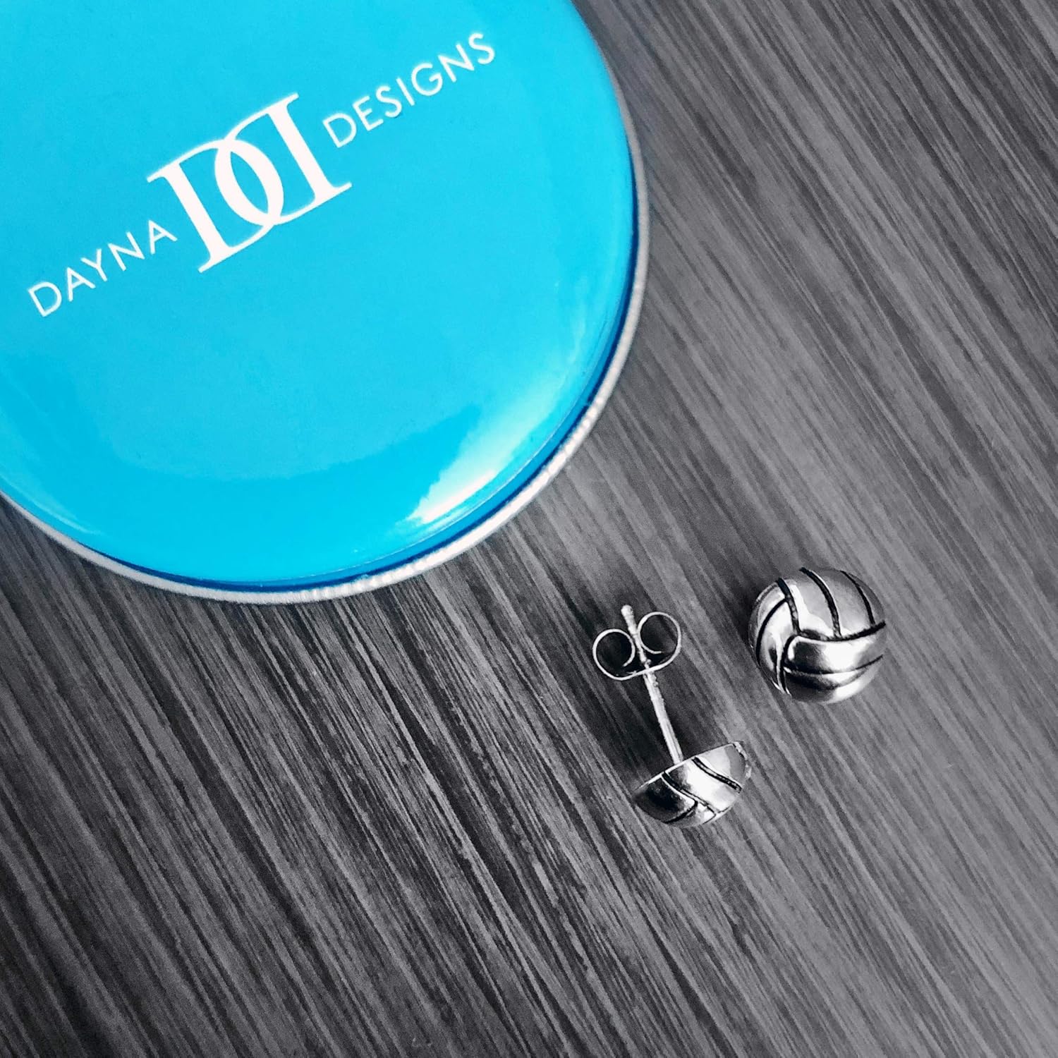 Volleyball Post Earrings - Platinum over 925 Solid Sterling Silver Studs, Hypoallergenic Jewelry Gifts for Coaches and Women Athletes and Team Sports Mini Charms