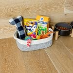 NaturalCozy 5-Piece Rectangle Storage Basket Set - Cotton Rope Woven Baskets for Organizing! Small Basket for Montessori, Baby Nursery, Dog Toy Baskets, Cat Toy Box, Bathroom Organization Bin