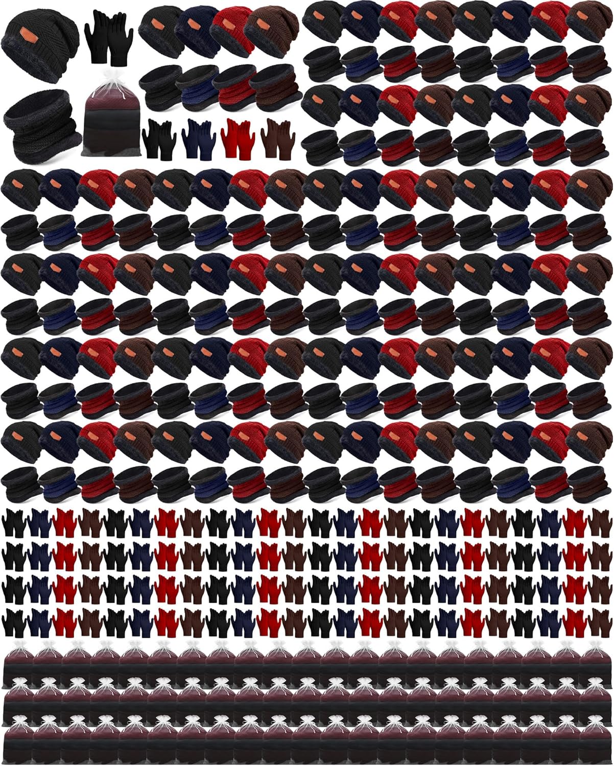Toulite 432 Pcs Kids Hats Gloves Scarves Set Winter Fleece Lined Beanie Caps Neck Bulk Warm Gaiter for Boys Girls 4-15 Years