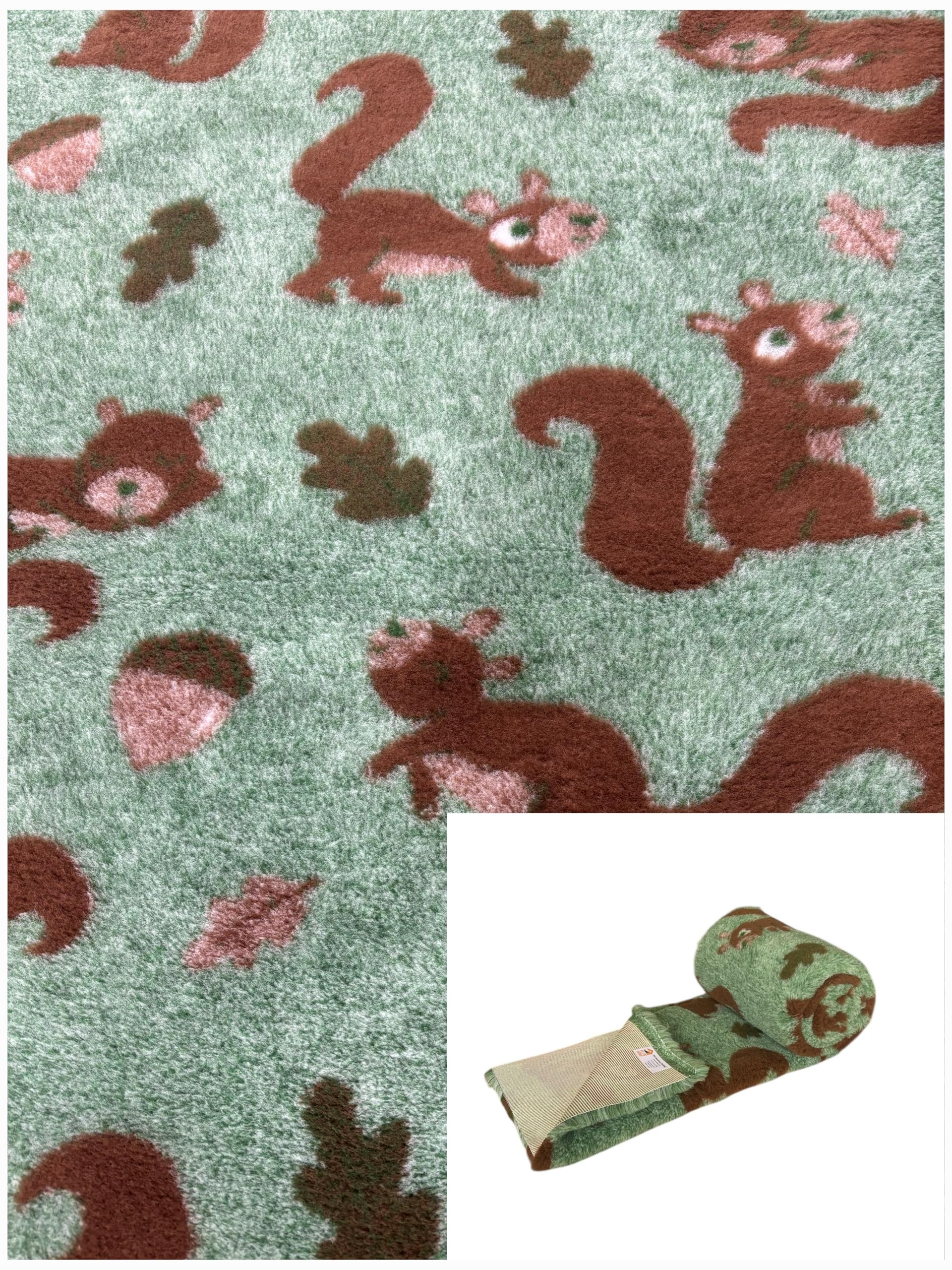 PnH Veterinary Bedding® NON SLIP Animal Design Vet Bedding/Whelping Fleece - Puppy/Dog/Pet Bed - SQUIRRELS DESIGN (150cm x 100cm)