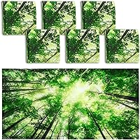 Hortsun 6-Pack Magnetic Fluorescent Light Covers 4x2 Ft Forest Design - Classroom Office Decor, Glare Reduction Filters