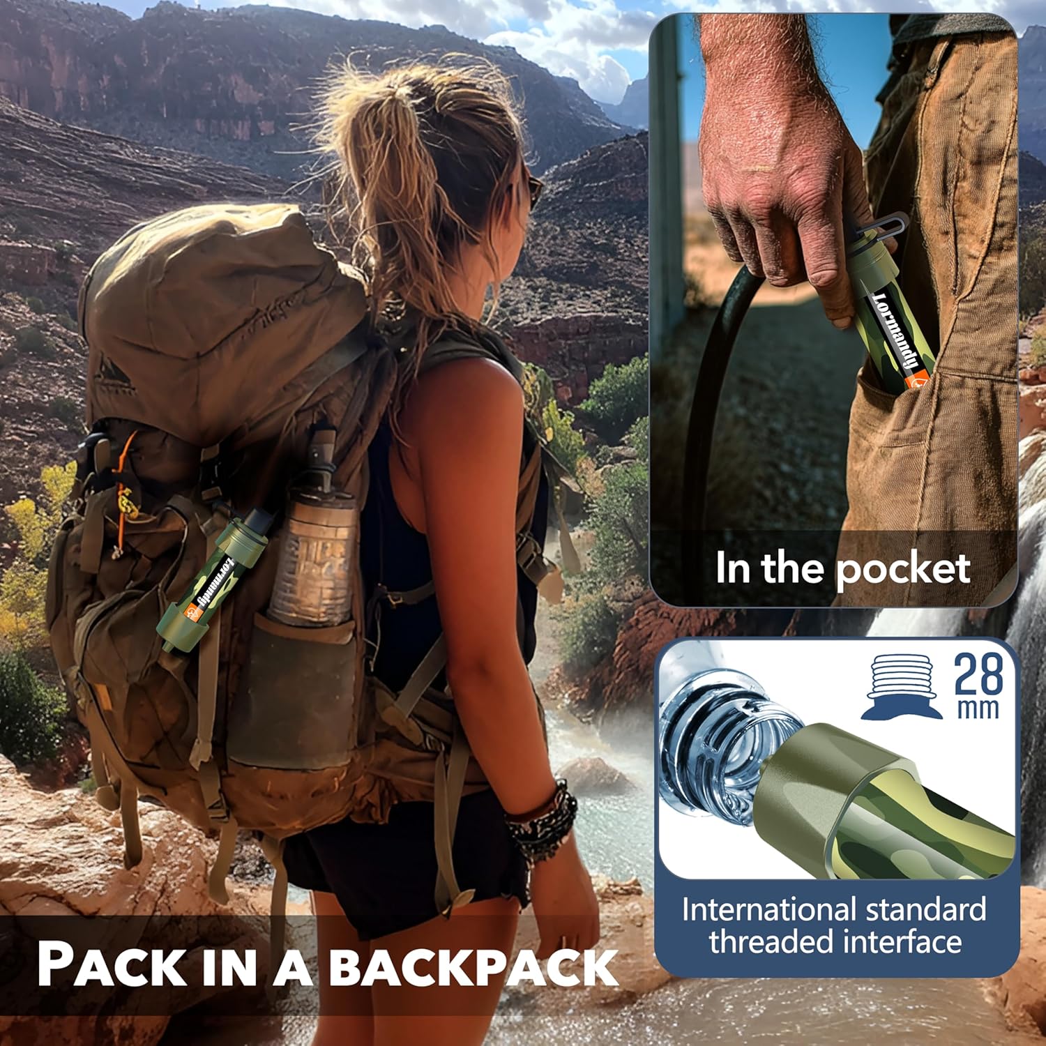 Straw Water Filter - Portable Water Purifier, Water Filtration System, Reusable Water Straw Purification - Outdoor Emergency and Survival Gear for Hiking, Camping Accessories and Travel - Image 4