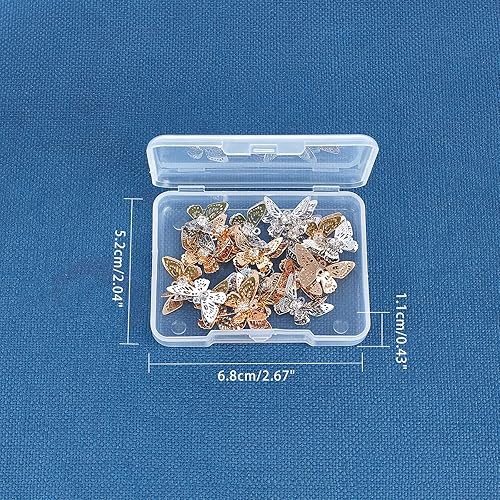 Miniatura 8 de CHGCRAFT 20 dijes de mariposa de filigrana de 2 colores con diamantes de imitación de cristal de latón 3D de cuentas de mariposa para bricolaje,